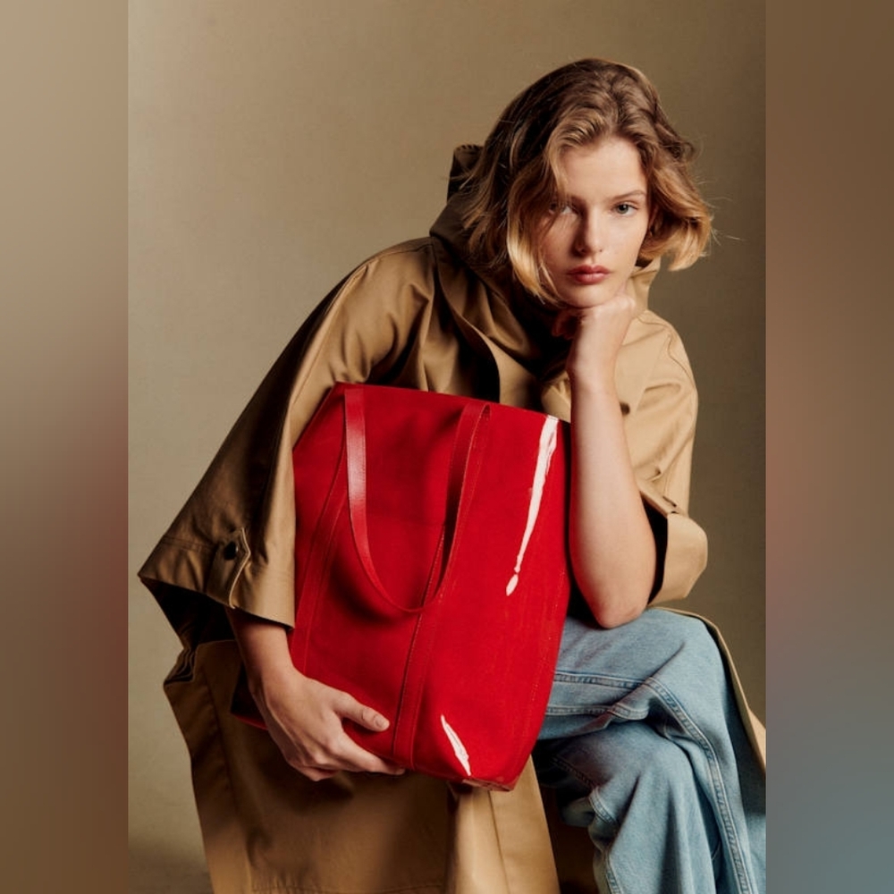 Sezane Patent Leather Red Tote